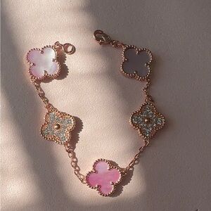 Pink and Gold Clover Necklace